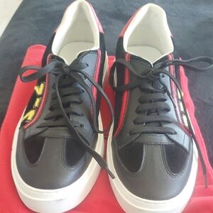 Salvatore Ferragamo Black and Red Sneakers